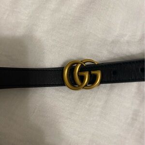 Gucci Black Leather Double G Belt with Gold Hardware